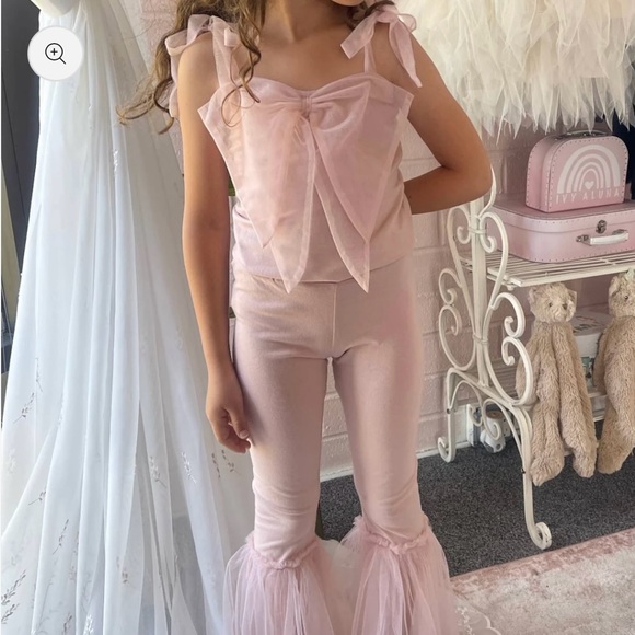 Marais Sky Other - Marais Sky Girls Blush Bardot Top And Tulle Bell Bottoms Pink Tutu Style 9 / 10